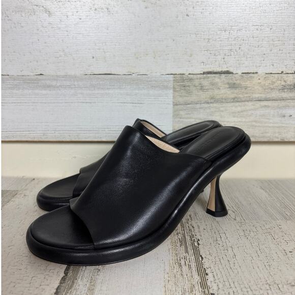 Wamdler Women's size 35.5/5  designer Julio black leather mules italian new heel - Picture 1 of 8